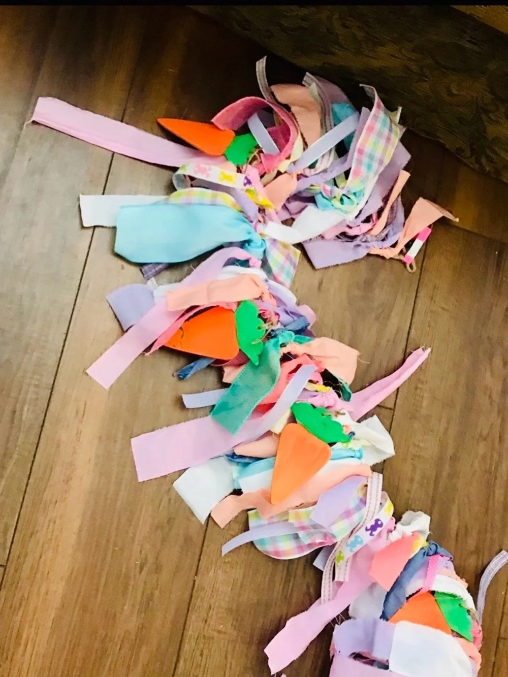 Multicolor Carrot Ribbon Garland - Pastel Party Décor - Spring Easter over 5 ft